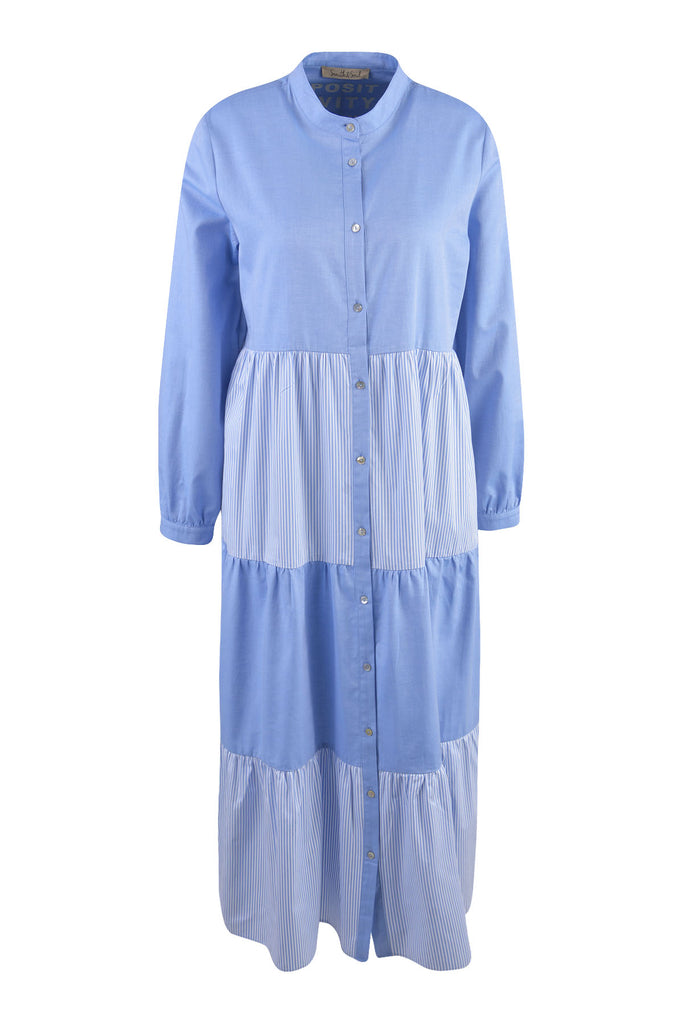 Smith & Soul Mix & Match Long-sleeved Volant Dress Light Blue