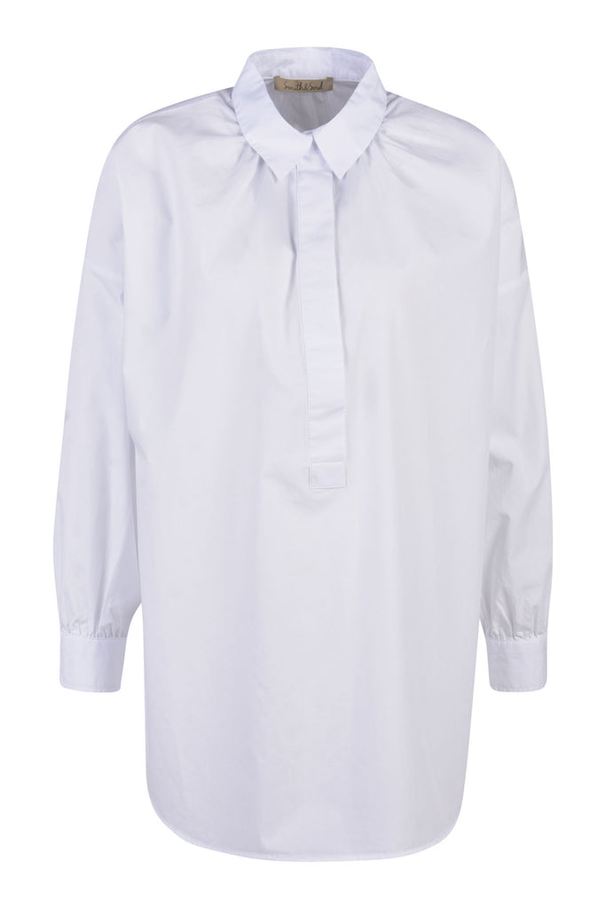 Smith & Soul Long-Sleeved Half Placket White Shirt