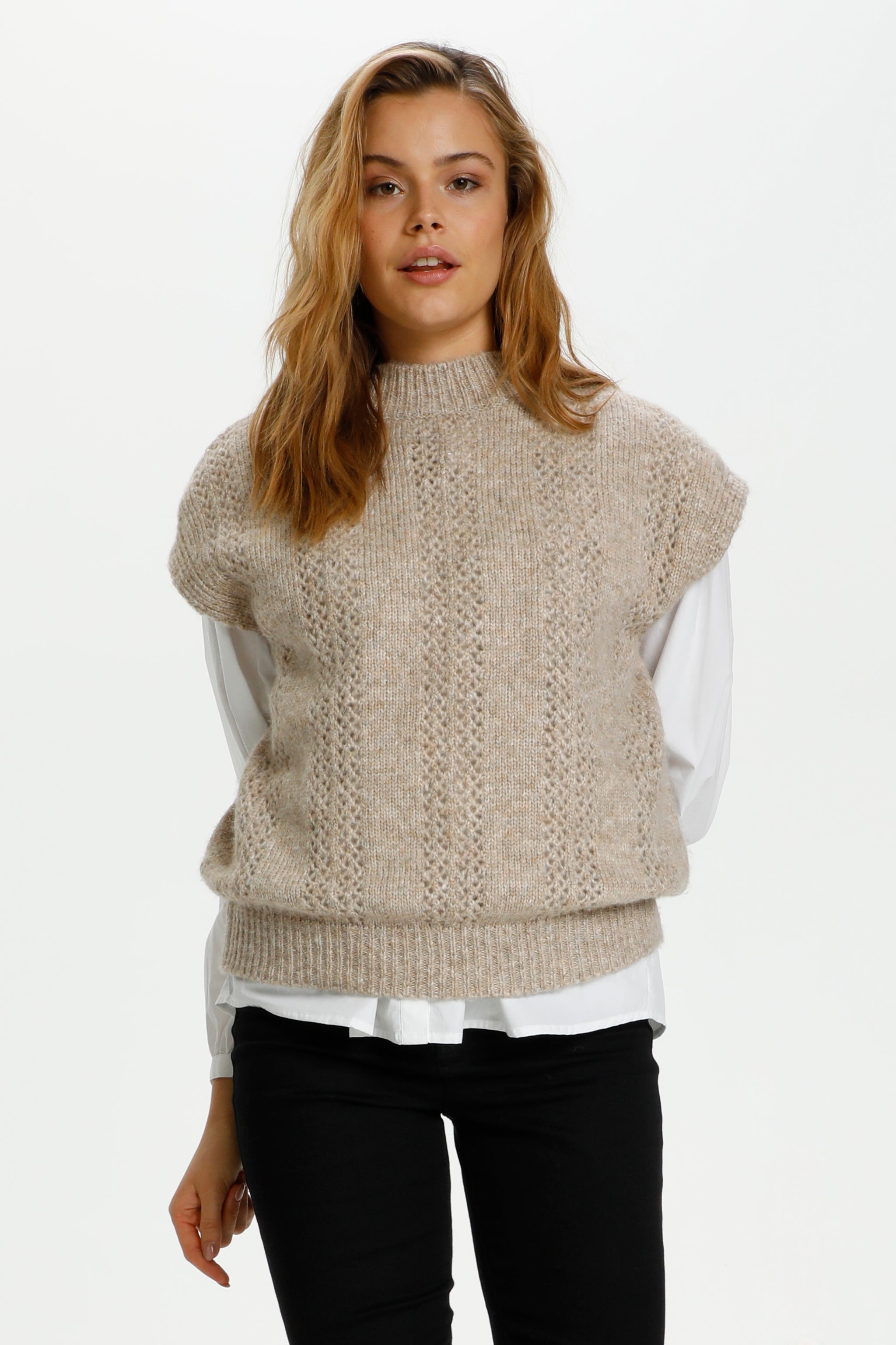 トップス LIGHT SHEER LAYERED KNIT VEST Ameri LIGHT SHEER LAYERED KNIT VEST