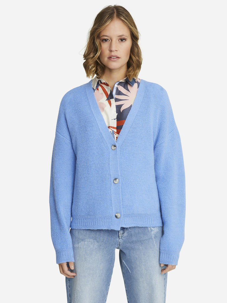 Smith & Soul Long-Sleeved Boxy Button Cardigan Blue