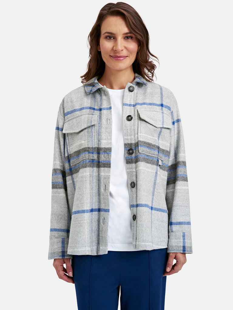 Smith & Soul Checked Shacket Silver Grey Blue