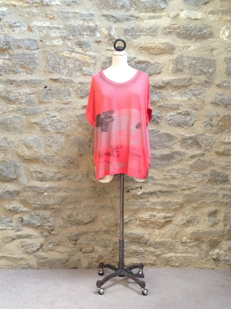 Plus Fine Tripoli Short Sleeved Oversize Style Top Pink