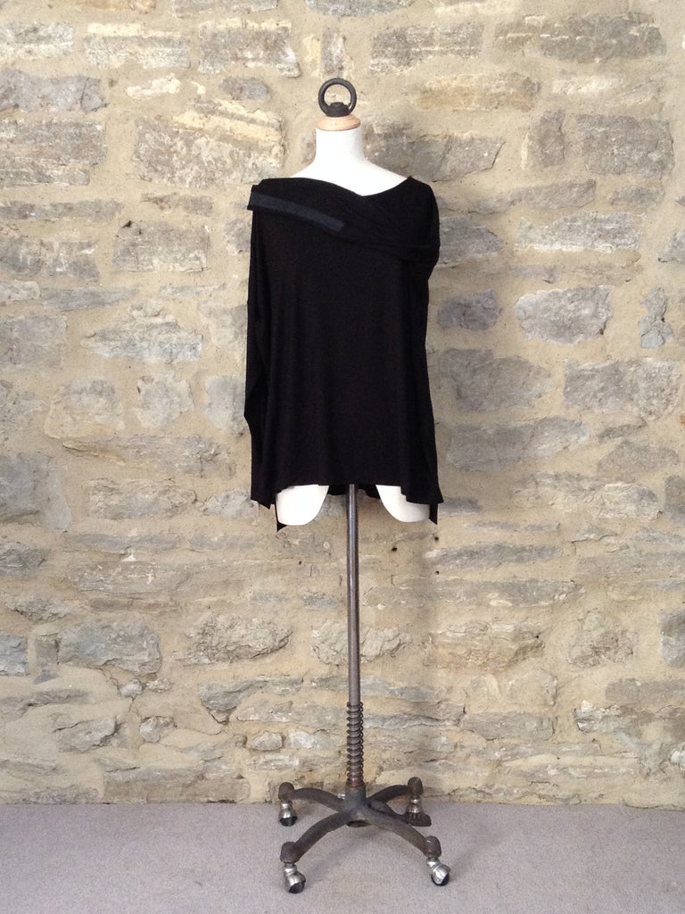 Great Plains Leonie Long Sleeve Top with Leather Look Cuff Black