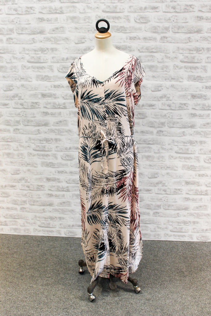 SAINT TROPEZ Palm Print long dress, Pink Multi