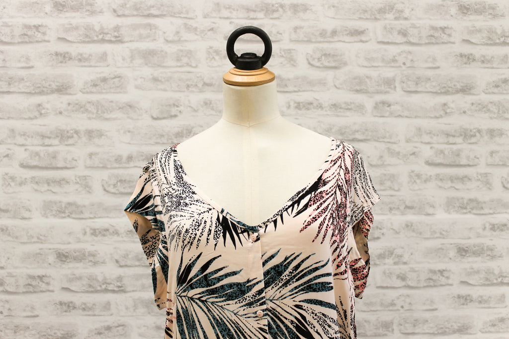SAINT TROPEZ Palm Print long dress, Pink Multi
