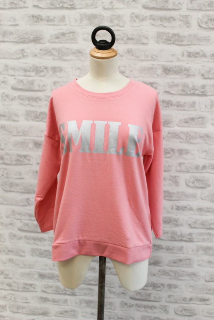 SAINT TROPEZ Smile sweatshirt top, Pink
