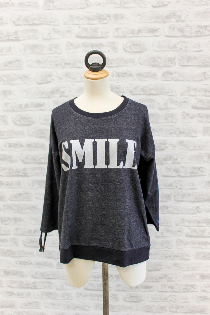 SAINT TROPEZ Smile sweatshirt top, Black