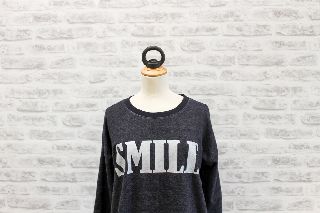 SAINT TROPEZ Smile sweatshirt top, Black