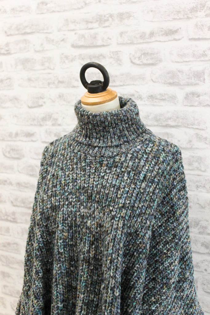 A Postcard From Brighton Blanky Throw Over knitted Poncho, Blue