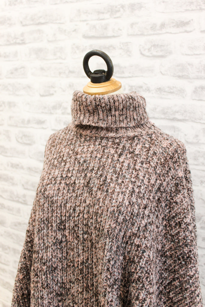 A Postcard From Brighton Blanky Throw Over knitted Poncho, Blush