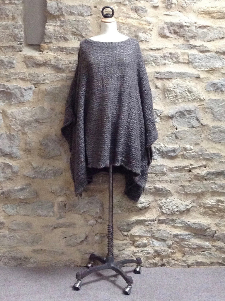 A Postcard From Brighton Angel knitted Poncho, Anthracite / Blue /Blush