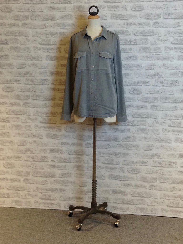 Saint Tropez Washed Long Sleeve Shirt, Grey
