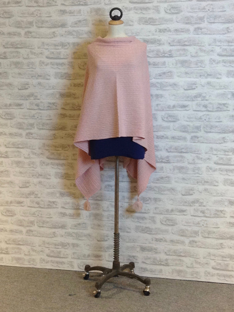 Saint Tropez Cable Knit Poncho, Soft Pink