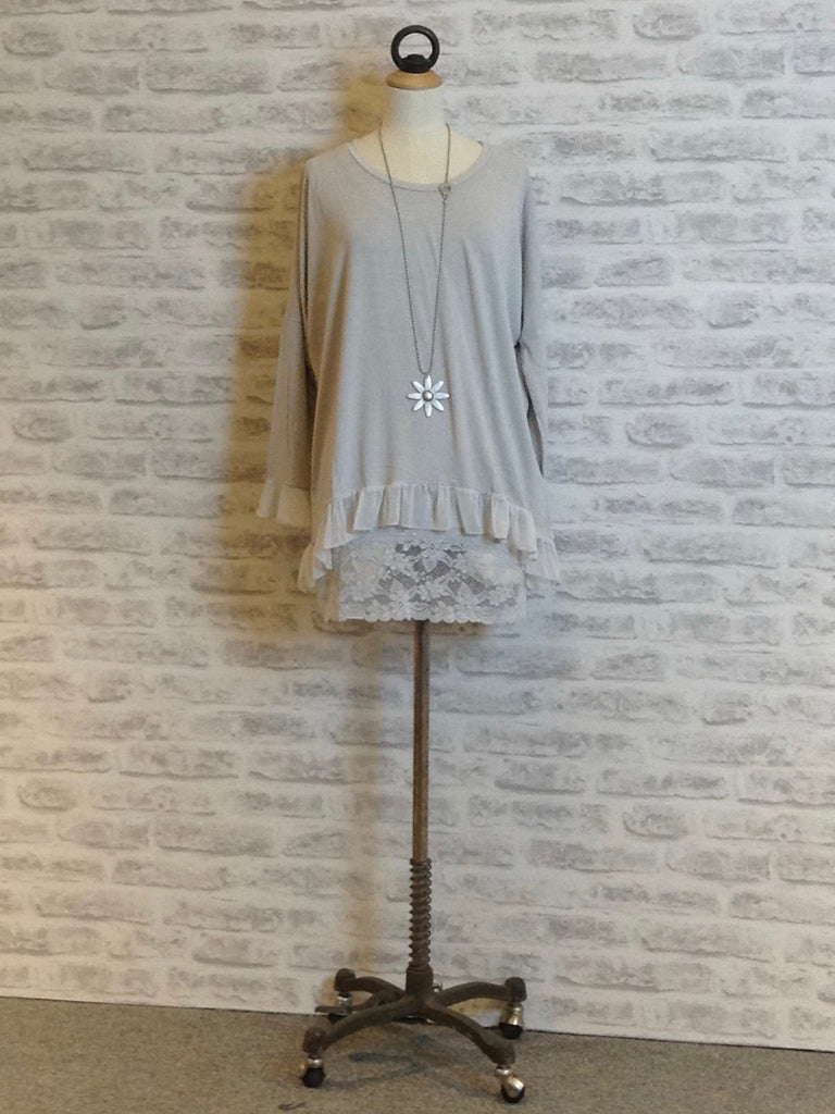 A Postcard From Brighton Karma Loose Top Pale Grey
