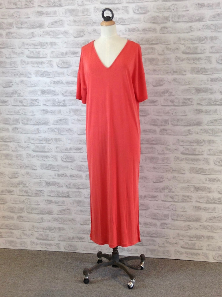 SAINT TROPEZ Jersey short sleeve Dress, Cayenne Red