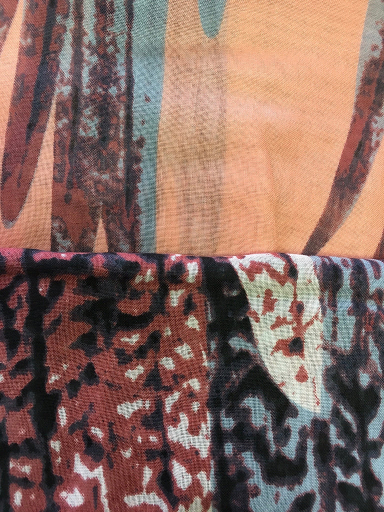 SAINT TROPEZ Feather Print Large Scarf, Multi Pink / Blue