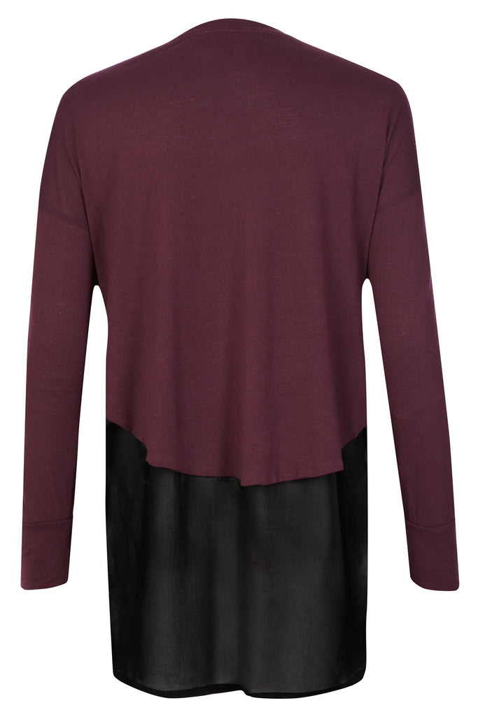 Great Plains Romy Jersey Contrast Slouchy Long Sleeve Top Black