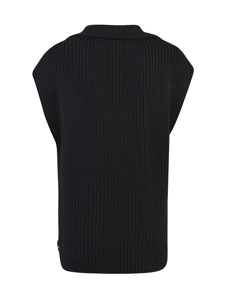 Smith & Soul Black Knitted Zip Sleeveless Vest