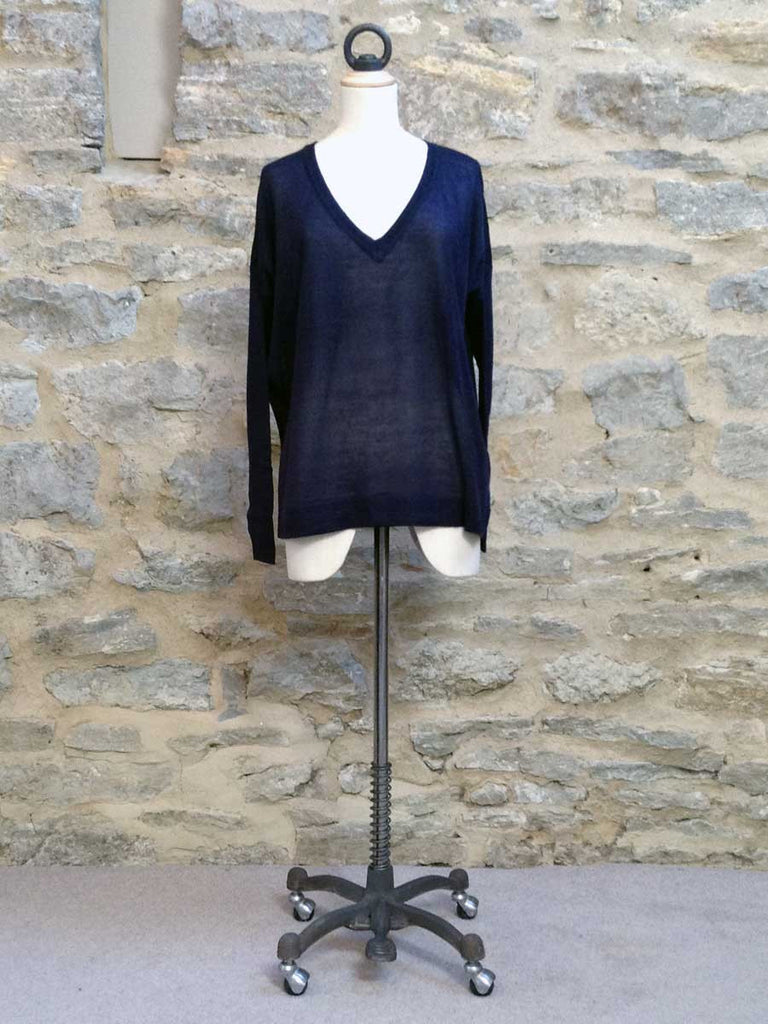 Saint Tropez Fine knit Jumper with Long ribbed sleeve Grey