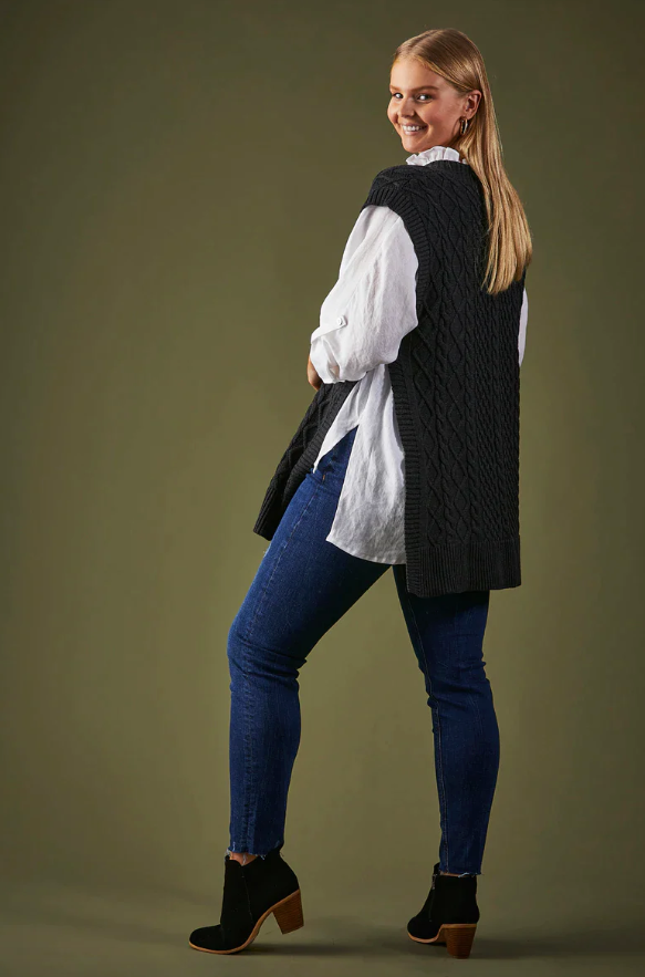 Eb & Ive Mona Knitted Vest Chrome Black