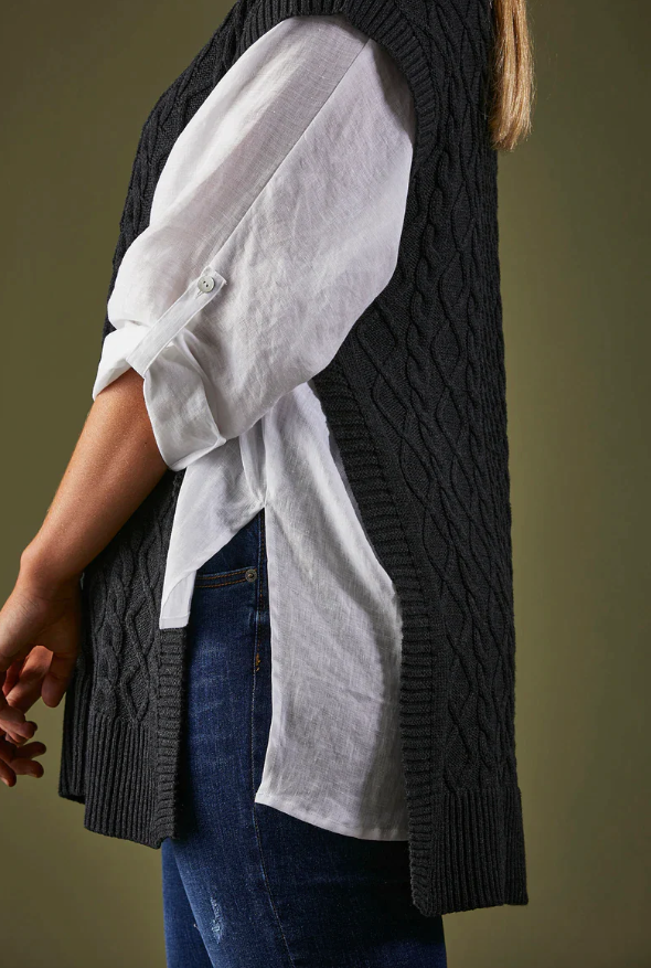 Eb & Ive Mona Knitted Vest Chrome Black