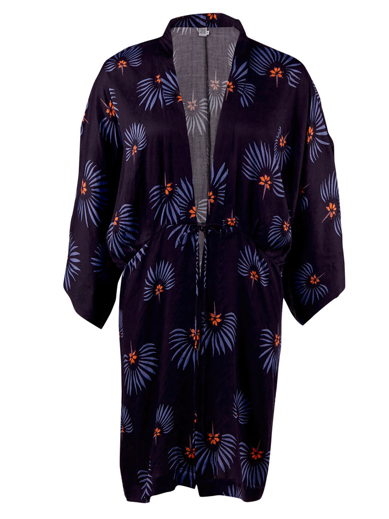 Saint Tropez Kimono in Cactus Print, Navy Blue