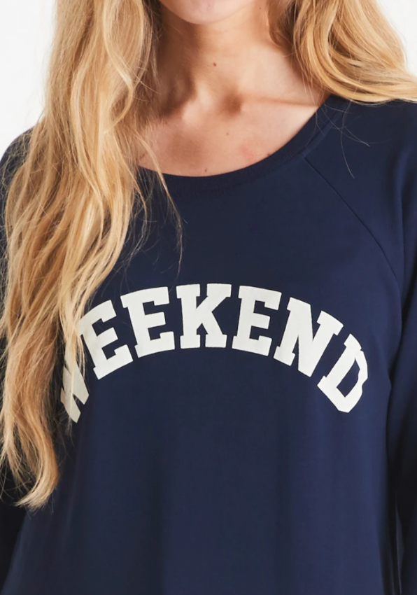 A Postcard From Brighton Weekend Print Sweat Navy